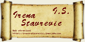 Irena Stavrević vizit kartica